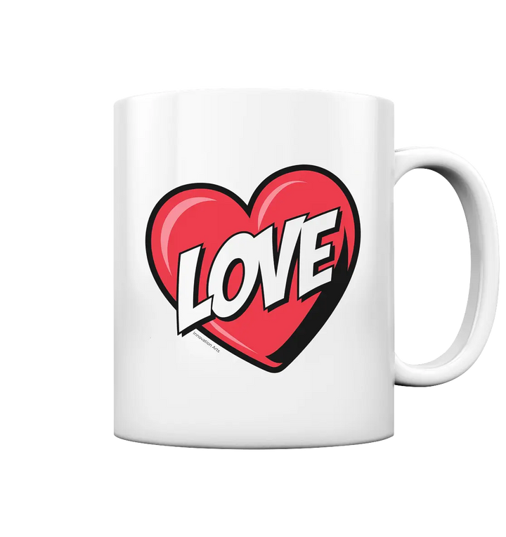 Comic-Herz mit LOVE-Schriftzug - Tasse glossy Bright Lights Arts