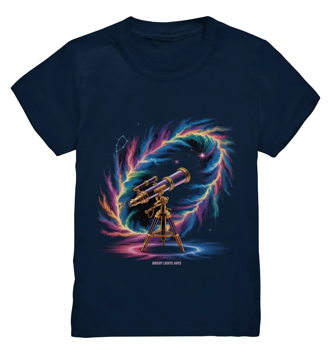 Cosmic Telescope Adventure - Kids Premium Shirt Bright Lights Arts