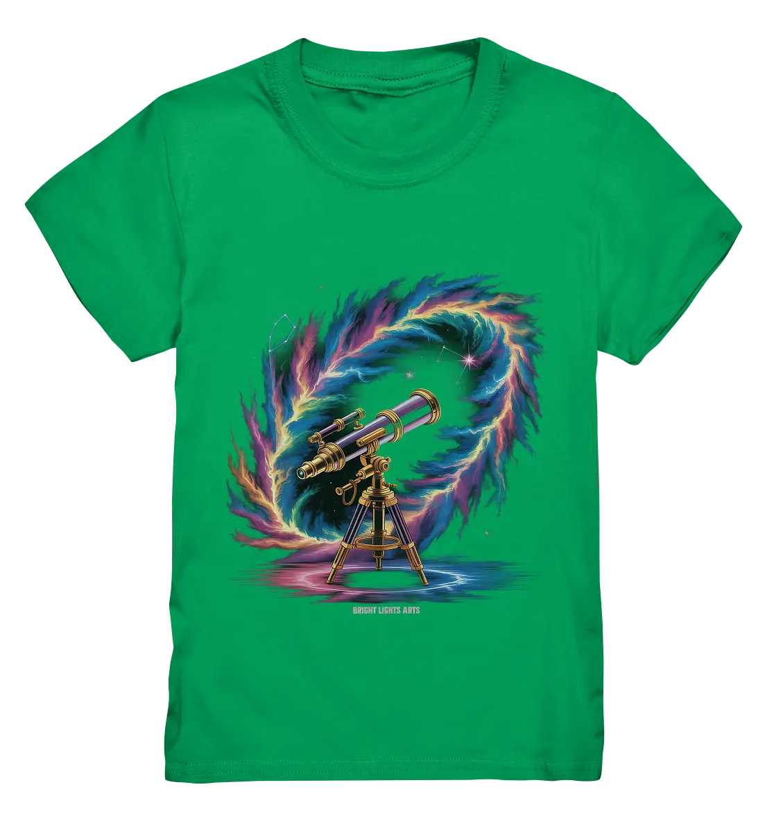 Cosmic Telescope Adventure - Kids Premium Shirt Bright Lights Arts
