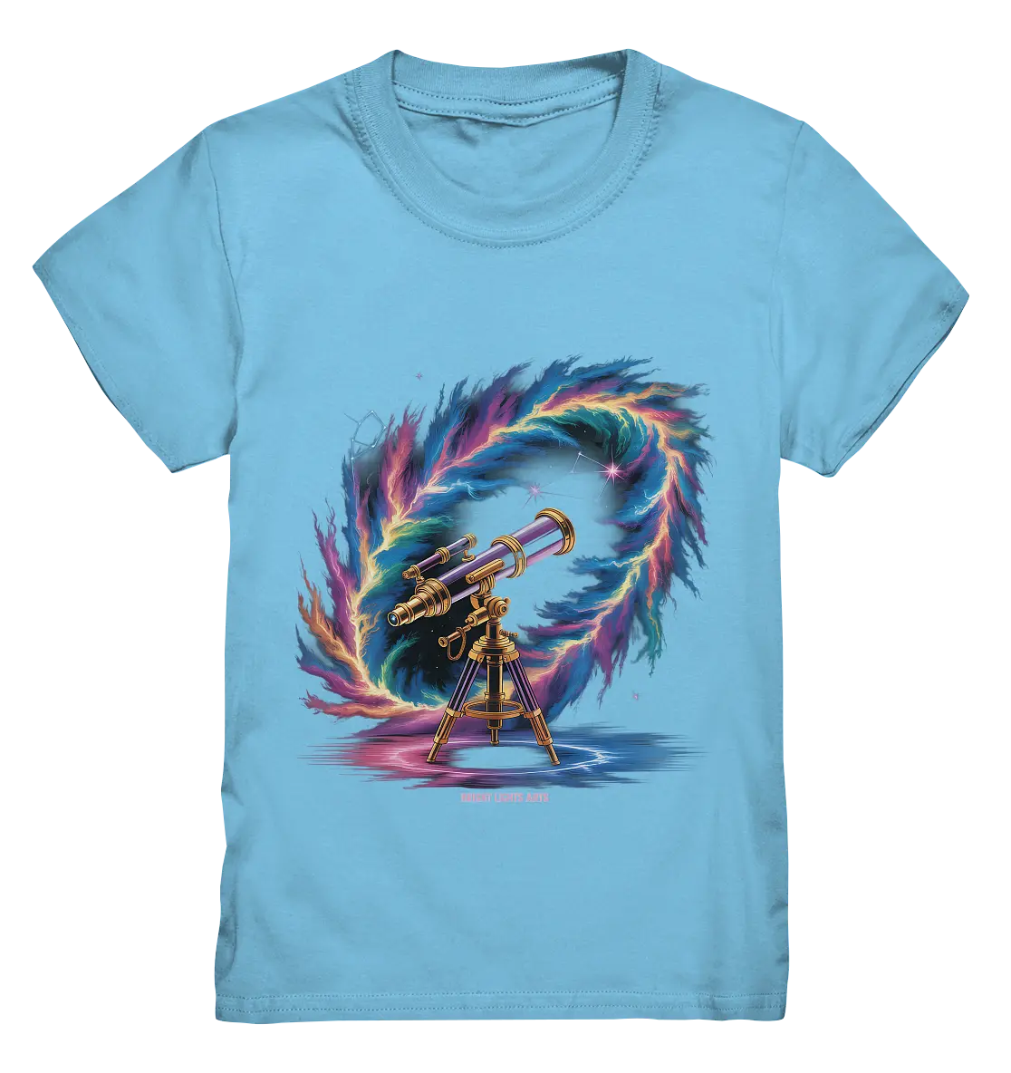 Cosmic Telescope Adventure - Kids Premium Shirt Bright Lights Arts