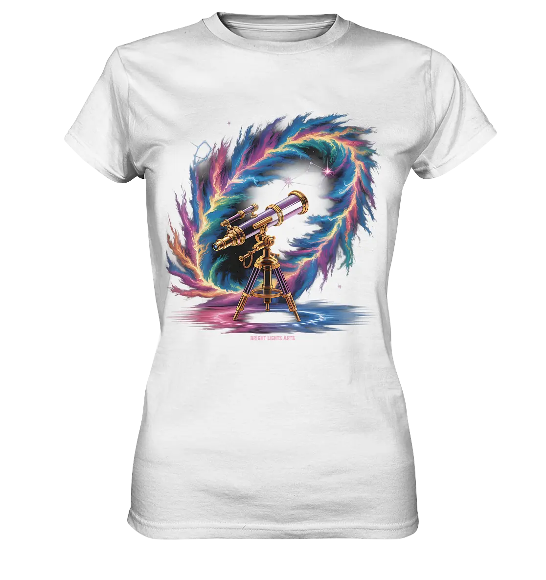 Cosmic Telescope Adventure - Ladies Premium Shirt Bright Lights Arts