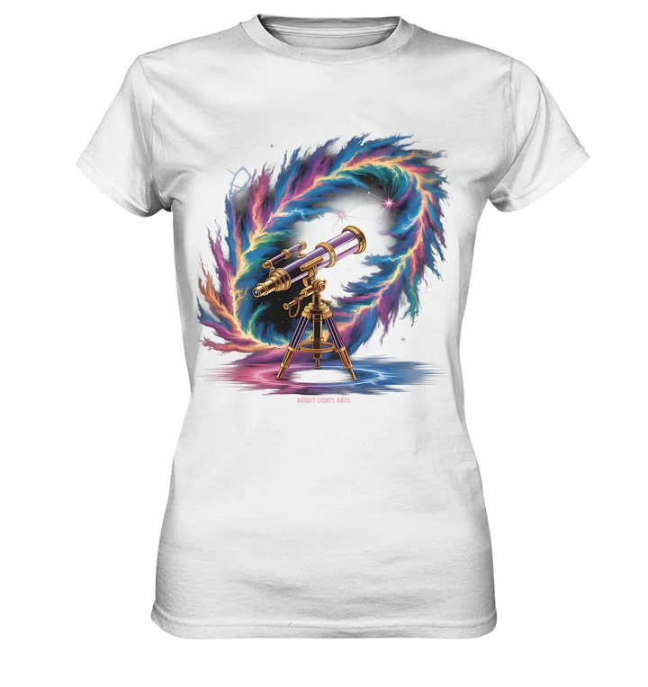 Cosmic Telescope Adventure - Ladies Premium Shirt Bright Lights Arts