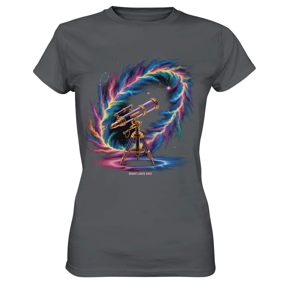 Cosmic Telescope Adventure - Ladies Premium Shirt Bright Lights Arts