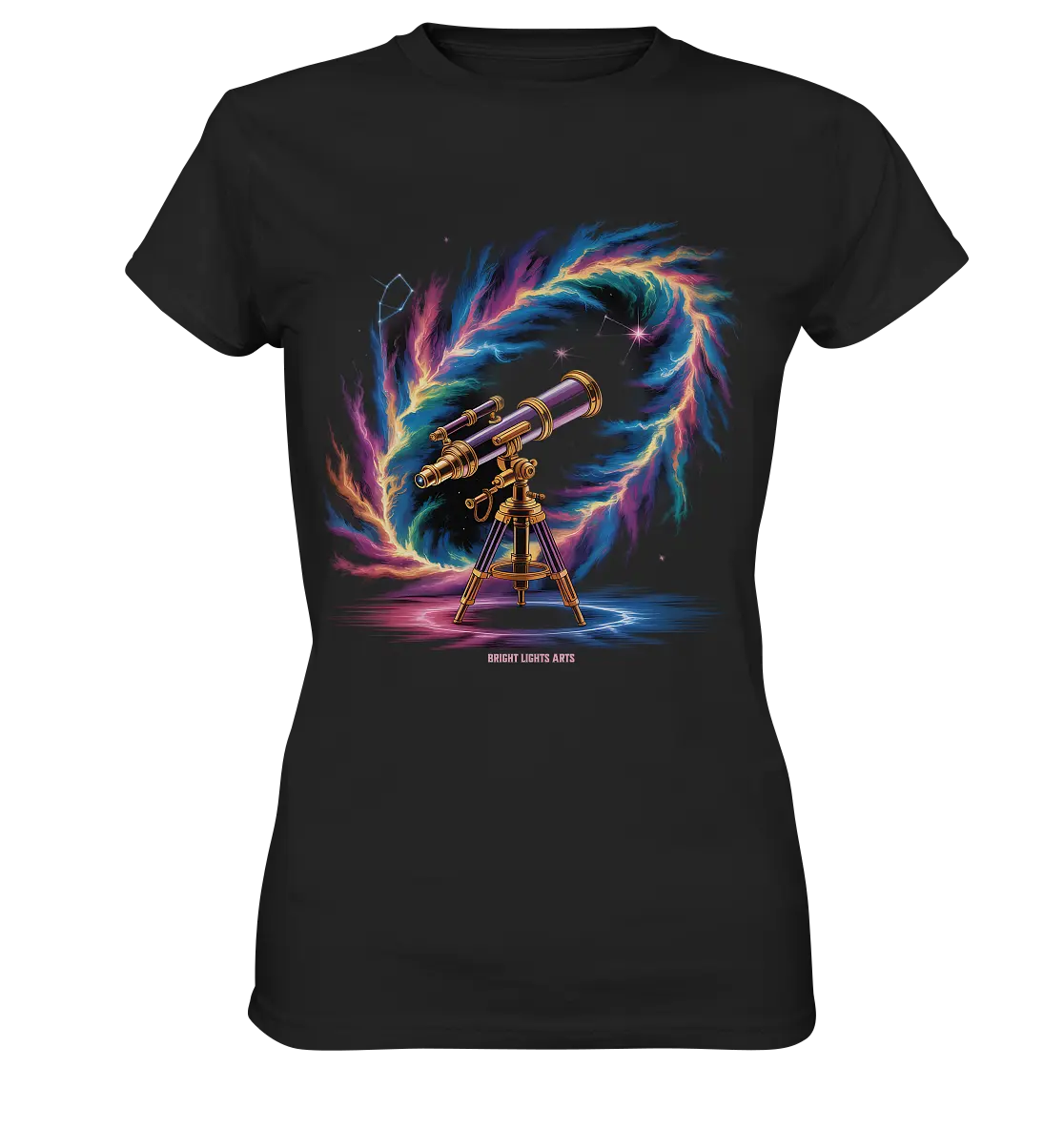 Cosmic Telescope Adventure - Ladies Premium Shirt Bright Lights Arts