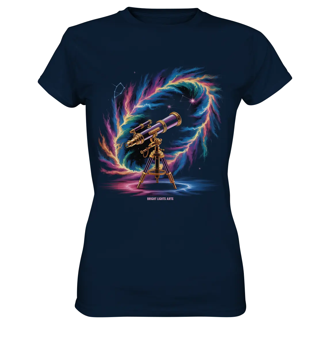 Cosmic Telescope Adventure - Ladies Premium Shirt Bright Lights Arts