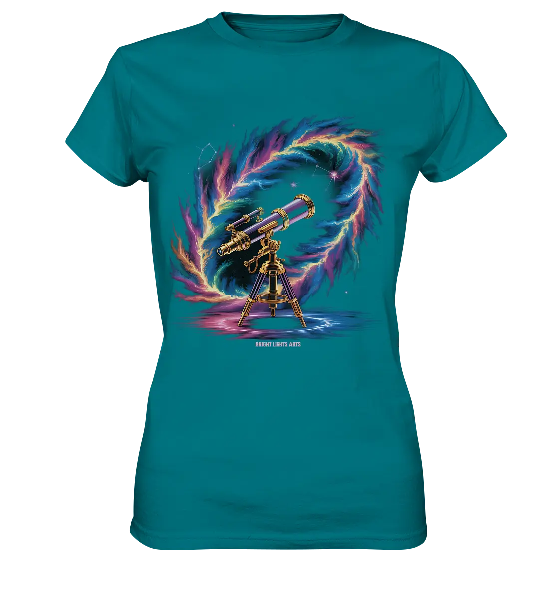 Cosmic Telescope Adventure - Ladies Premium Shirt Bright Lights Arts