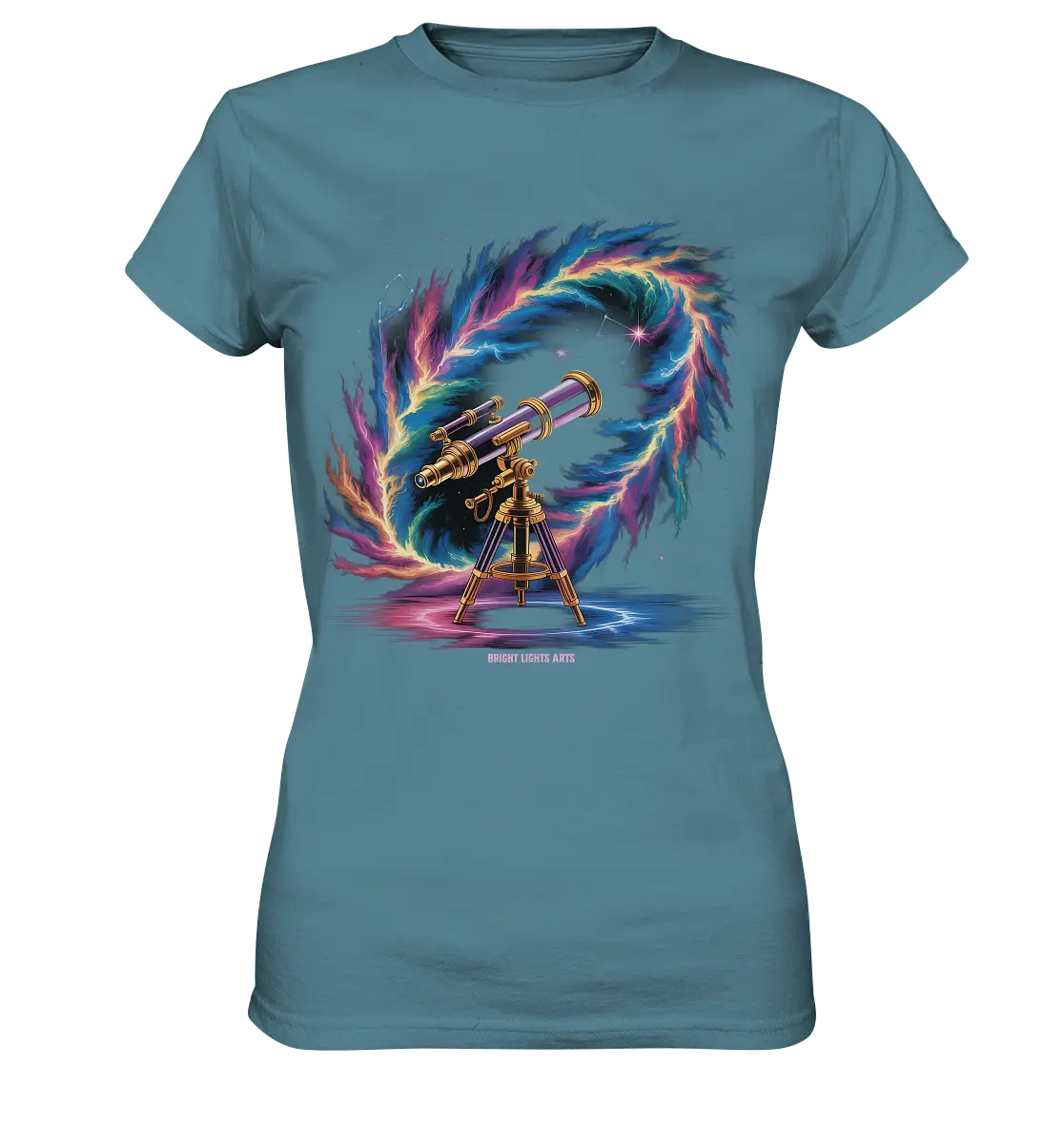 Cosmic Telescope Adventure - Ladies Premium Shirt Bright Lights Arts