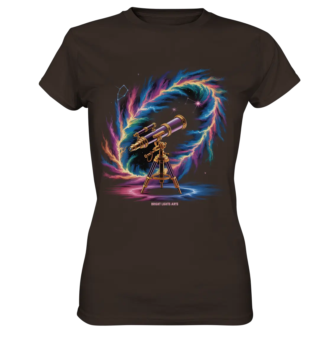 Cosmic Telescope Adventure - Ladies Premium Shirt Bright Lights Arts