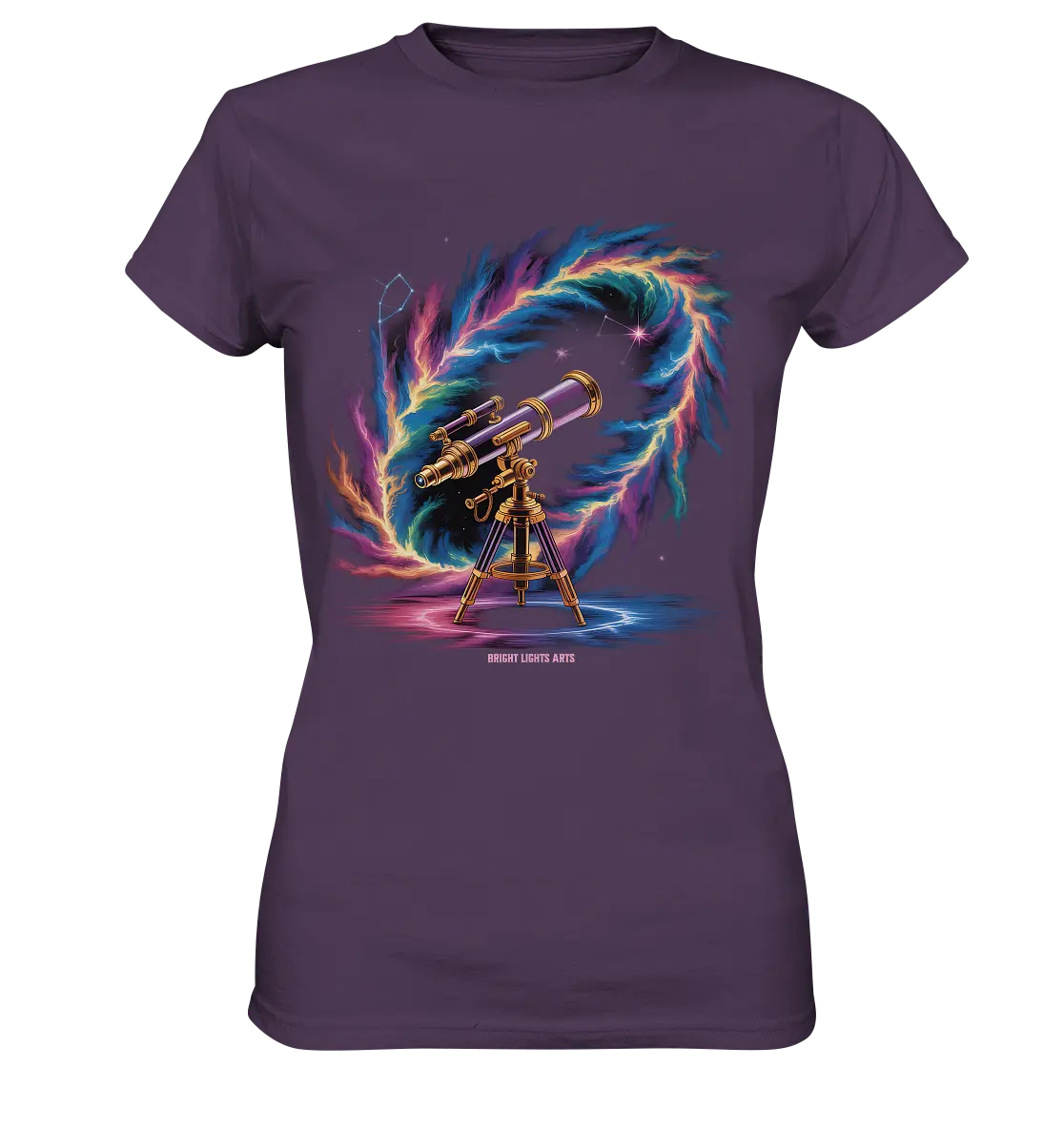 Cosmic Telescope Adventure - Ladies Premium Shirt Bright Lights Arts