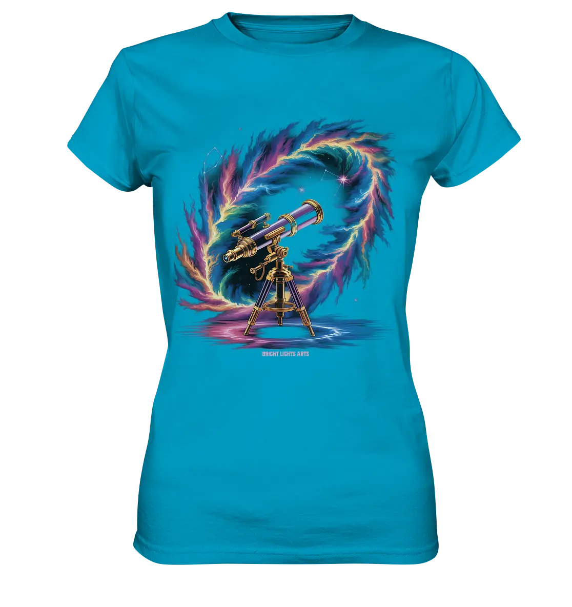 Cosmic Telescope Adventure - Ladies Premium Shirt Bright Lights Arts