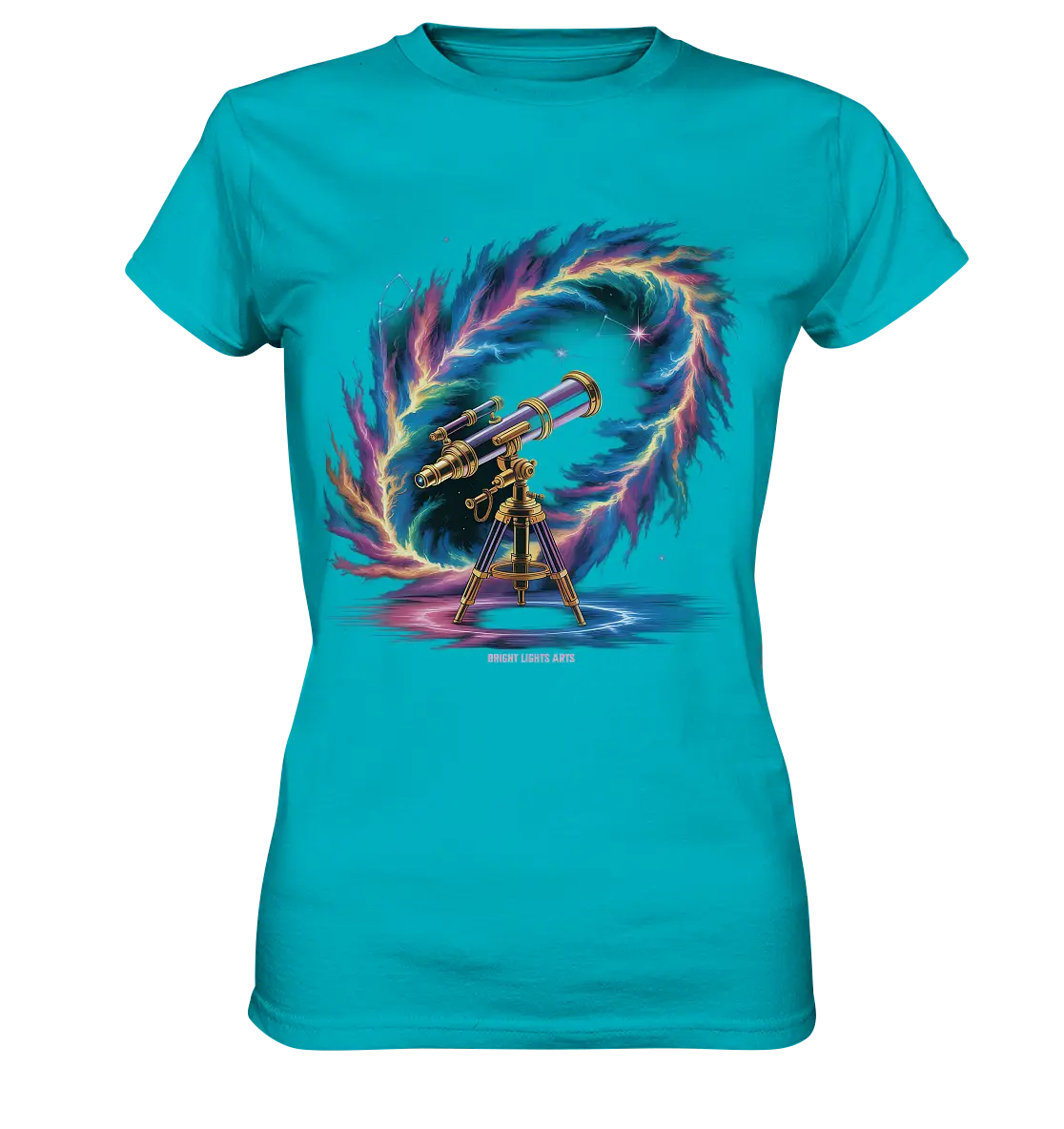 Cosmic Telescope Adventure - Ladies Premium Shirt Bright Lights Arts