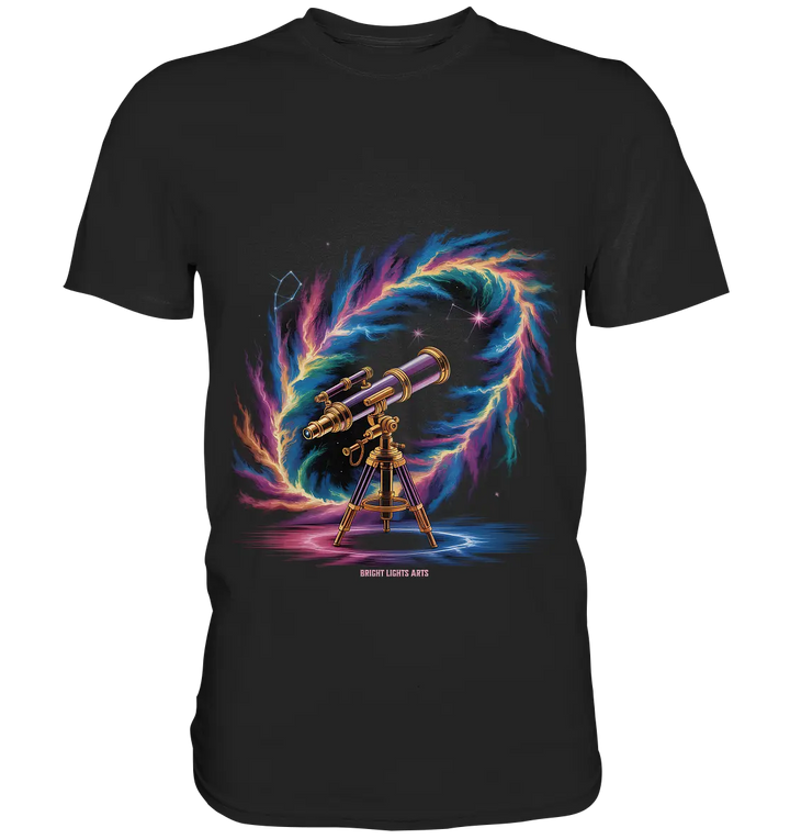 Cosmic Telescope Adventure - Premium Shirt Bright Lights Arts