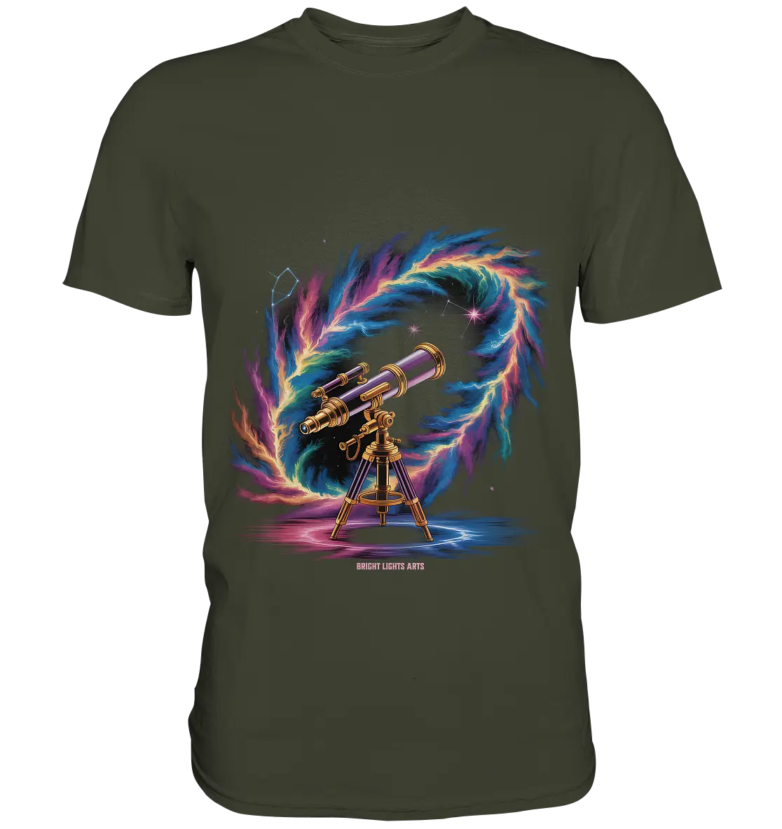 Cosmic Telescope Adventure - Premium Shirt Bright Lights Arts
