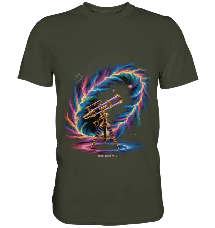 Cosmic Telescope Adventure - Premium Shirt Bright Lights Arts