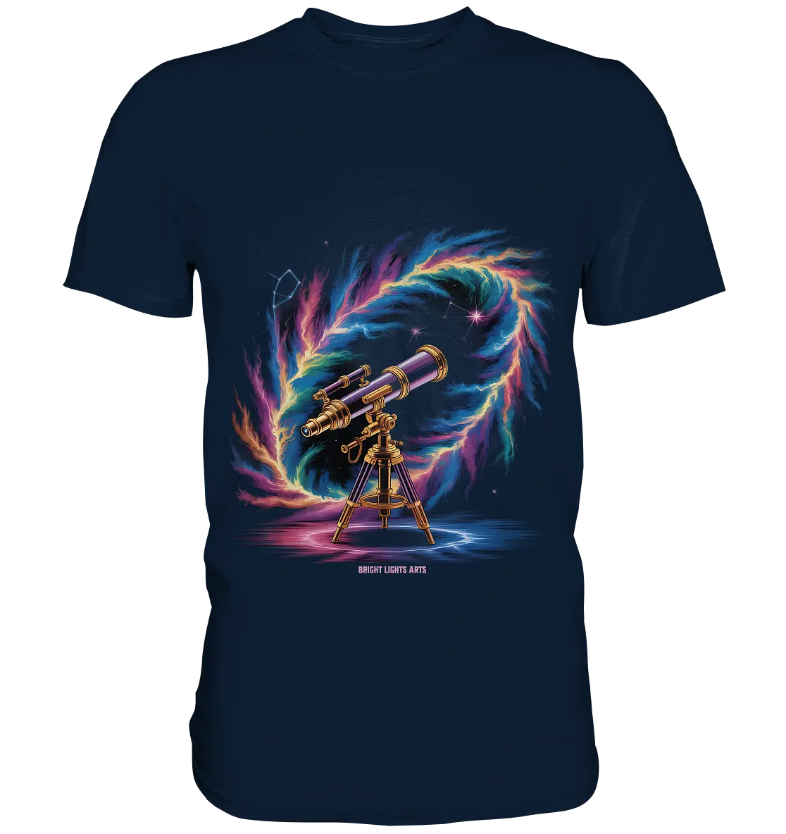 Cosmic Telescope Adventure - Premium Shirt Bright Lights Arts