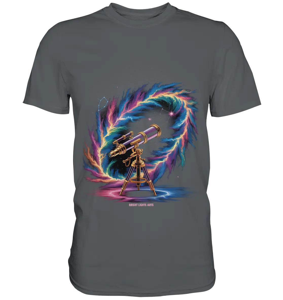 Cosmic Telescope Adventure - Premium Shirt Bright Lights Arts