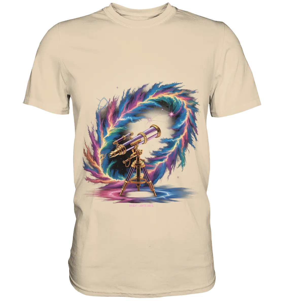Cosmic Telescope Adventure - Premium Shirt Bright Lights Arts