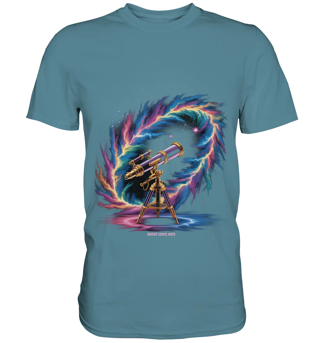 Cosmic Telescope Adventure - Premium Shirt Bright Lights Arts