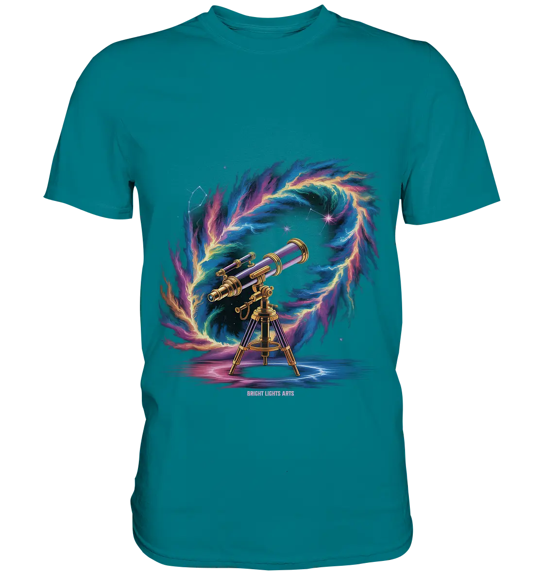 Cosmic Telescope Adventure - Premium Shirt Bright Lights Arts