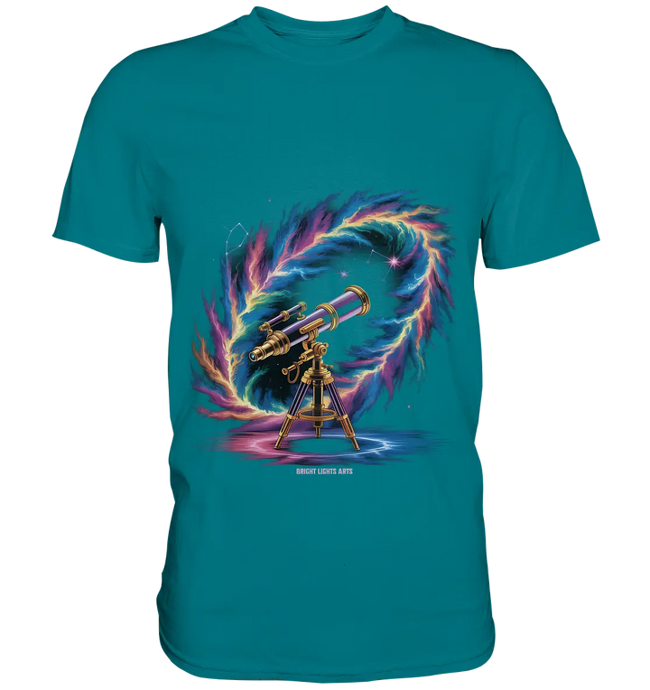 Cosmic Telescope Adventure - Premium Shirt Bright Lights Arts