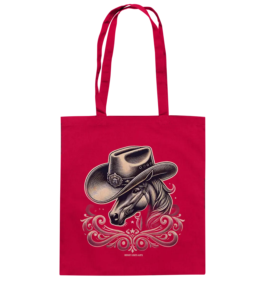 Cowboy Spirit – Detailreiches Western-Design mit Pferdekopf - Baumwolltasche Bright Lights Arts