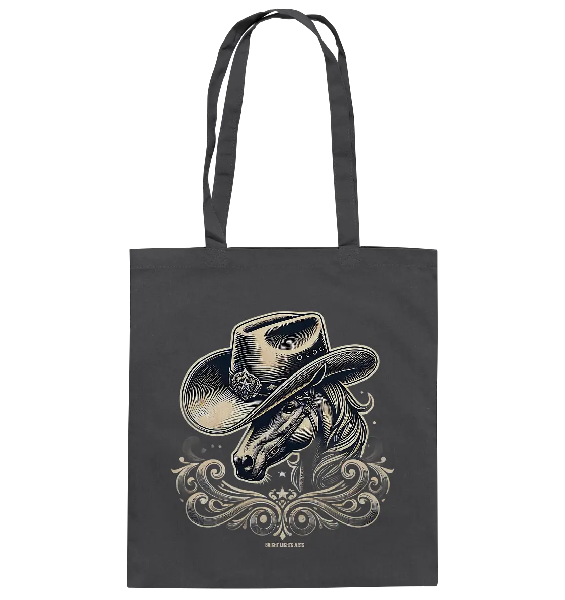 Cowboy Spirit – Detailreiches Western-Design mit Pferdekopf - Baumwolltasche Bright Lights Arts