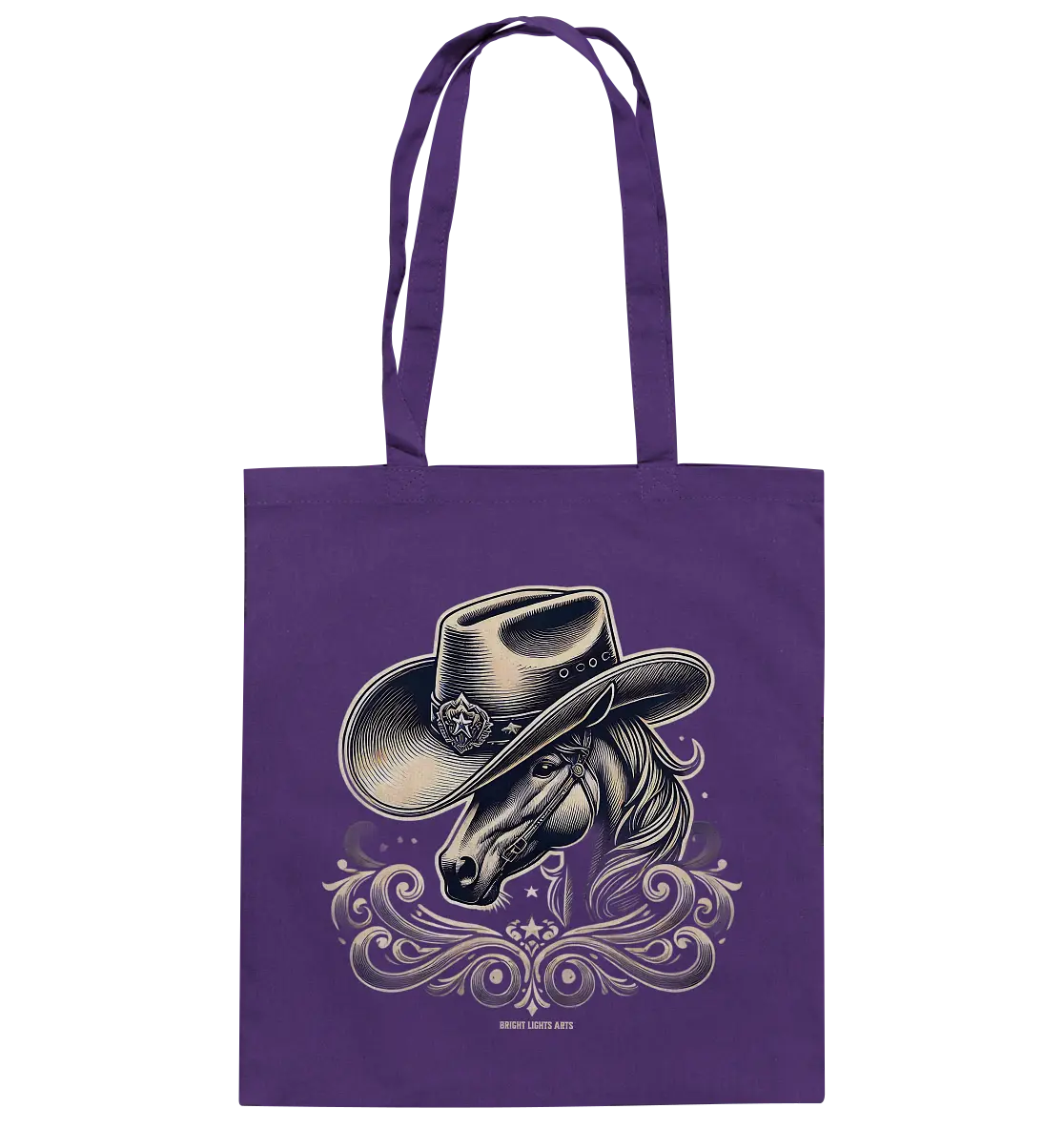 Cowboy Spirit – Detailreiches Western-Design mit Pferdekopf - Baumwolltasche Bright Lights Arts