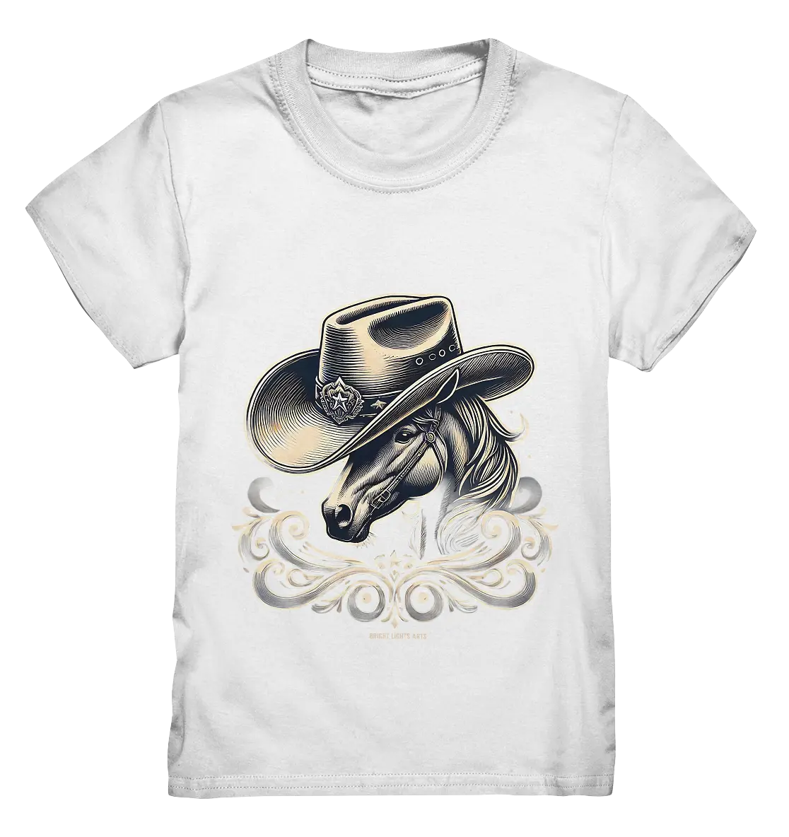 Cowboy Spirit – Detailreiches Western-Design mit Pferdekopf - Kids Premium Shirt Bright Lights Arts