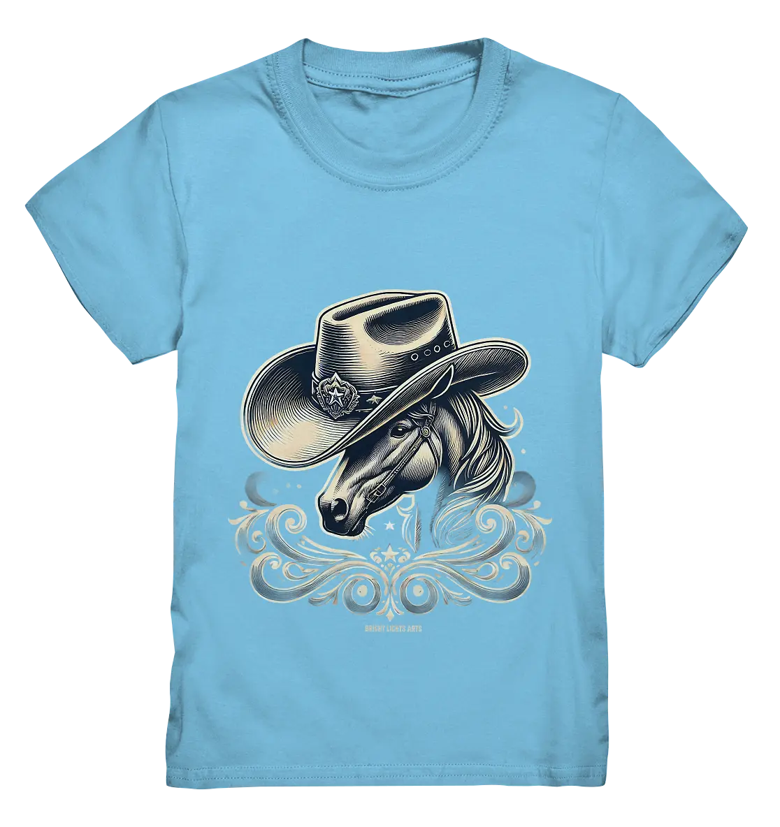 Cowboy Spirit – Detailreiches Western-Design mit Pferdekopf - Kids Premium Shirt Bright Lights Arts