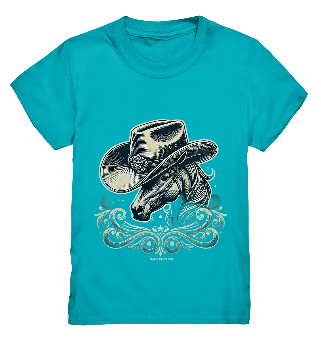Cowboy Spirit – Detailreiches Western-Design mit Pferdekopf - Kids Premium Shirt Bright Lights Arts
