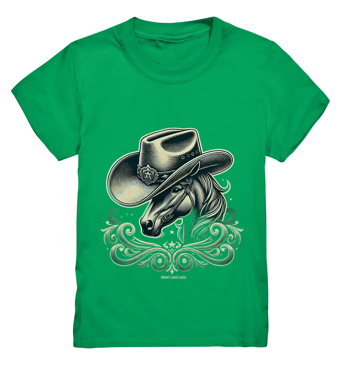 Cowboy Spirit – Detailreiches Western-Design mit Pferdekopf - Kids Premium Shirt Bright Lights Arts