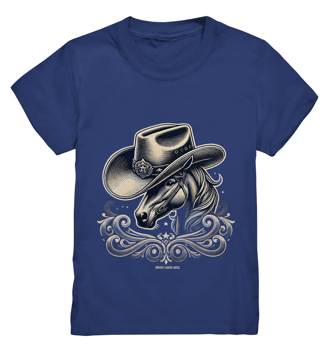 Cowboy Spirit – Detailreiches Western-Design mit Pferdekopf - Kids Premium Shirt Bright Lights Arts