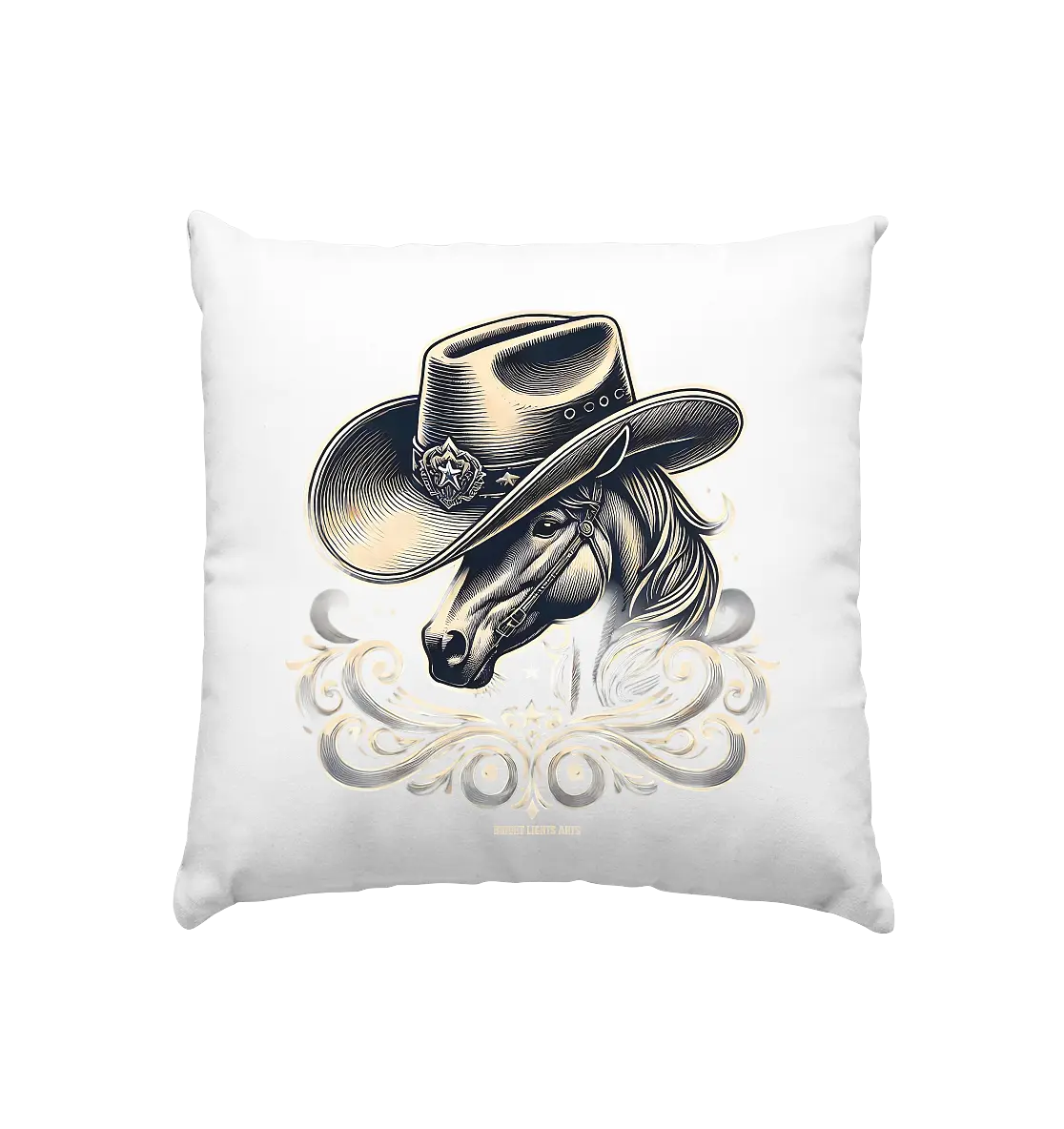 Cowboy Spirit – Detailreiches Western-Design mit Pferdekopf - Kissen 40x40cm Bright Lights Arts
