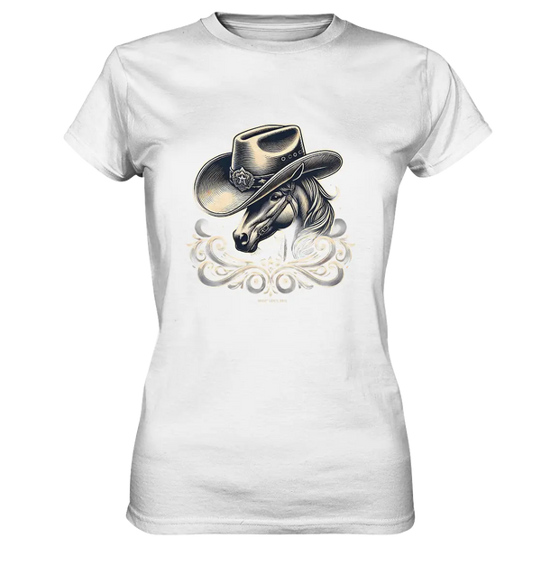 Cowboy Spirit – Detailreiches Western-Design mit Pferdekopf - Ladies Premium Shirt Bright Lights Arts