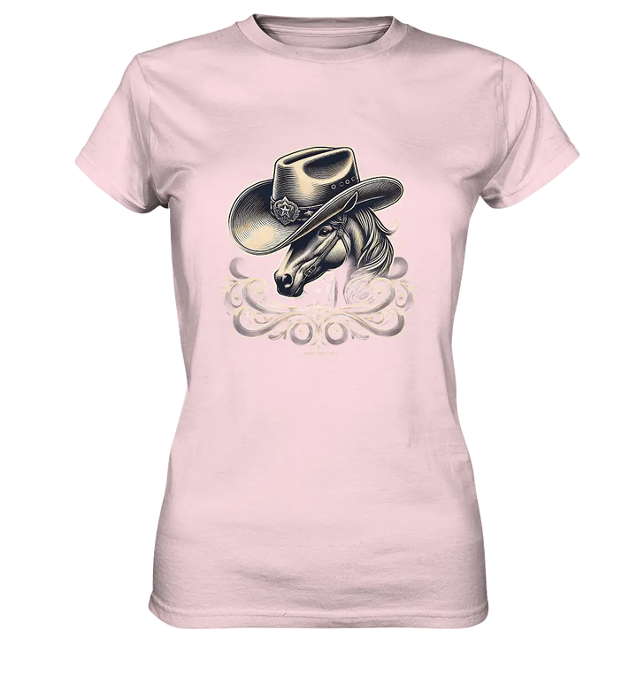 Cowboy Spirit – Detailreiches Western-Design mit Pferdekopf - Ladies Premium Shirt Bright Lights Arts