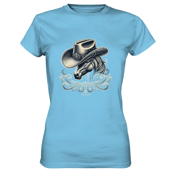 Cowboy Spirit – Detailreiches Western-Design mit Pferdekopf - Ladies Premium Shirt Bright Lights Arts