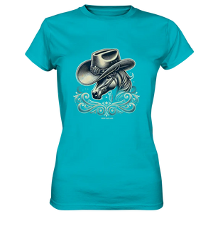 Cowboy Spirit – Detailreiches Western-Design mit Pferdekopf - Ladies Premium Shirt Bright Lights Arts