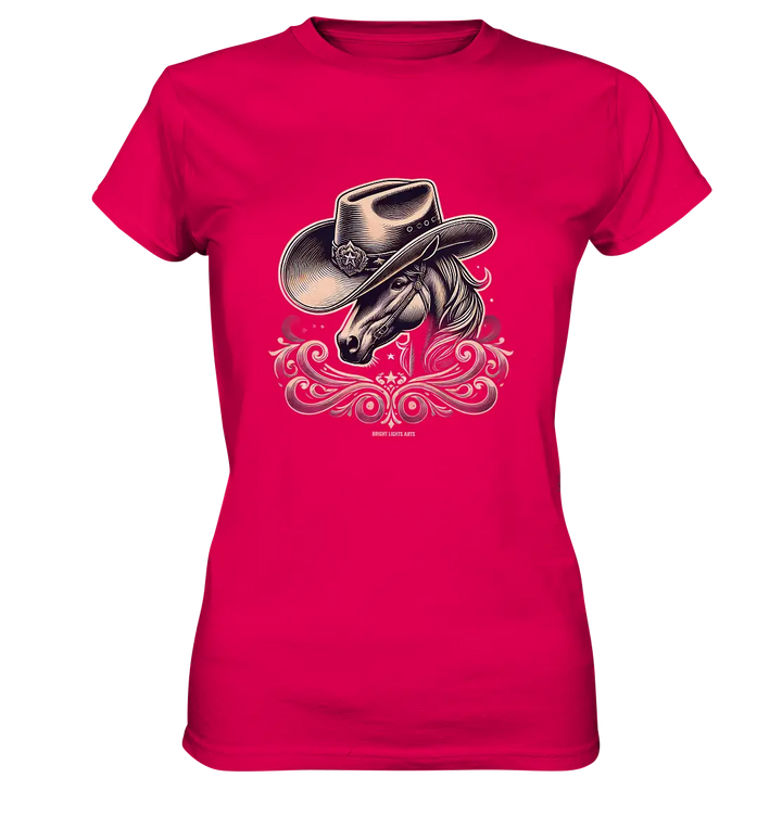 Cowboy Spirit – Detailreiches Western-Design mit Pferdekopf - Ladies Premium Shirt Bright Lights Arts