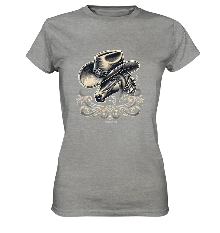 Cowboy Spirit – Detailreiches Western-Design mit Pferdekopf - Ladies Premium Shirt Bright Lights Arts