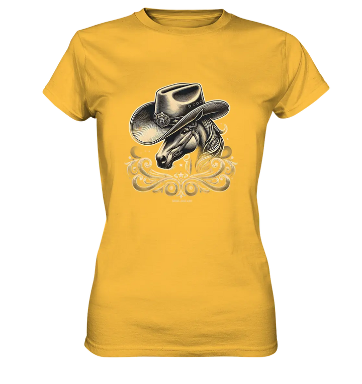 Cowboy Spirit – Detailreiches Western-Design mit Pferdekopf - Ladies Premium Shirt Bright Lights Arts