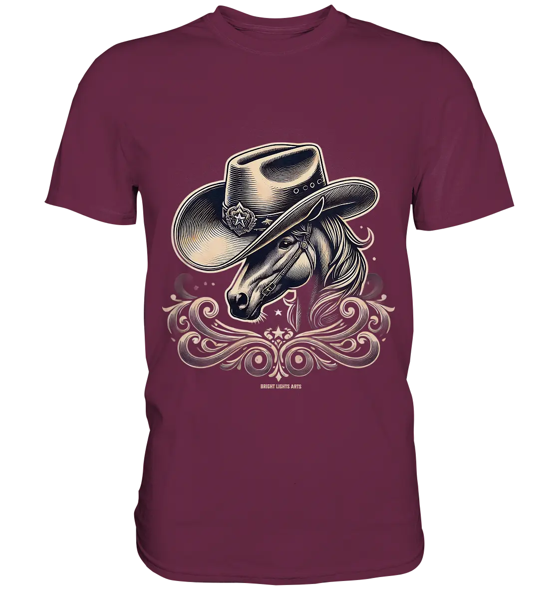 Cowboy Spirit – Detailreiches Western-Design mit Pferdekopf - Premium Shirt Bright Lights Arts
