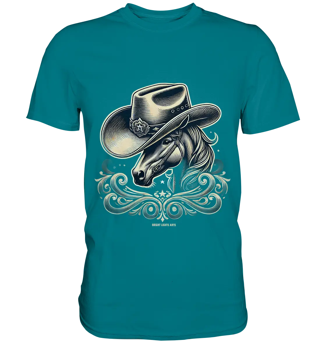 Cowboy Spirit – Detailreiches Western-Design mit Pferdekopf - Premium Shirt Bright Lights Arts
