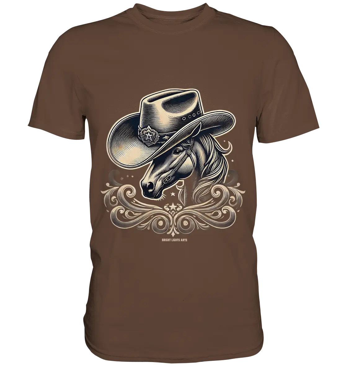 Cowboy Spirit – Detailreiches Western-Design mit Pferdekopf - Premium Shirt Bright Lights Arts