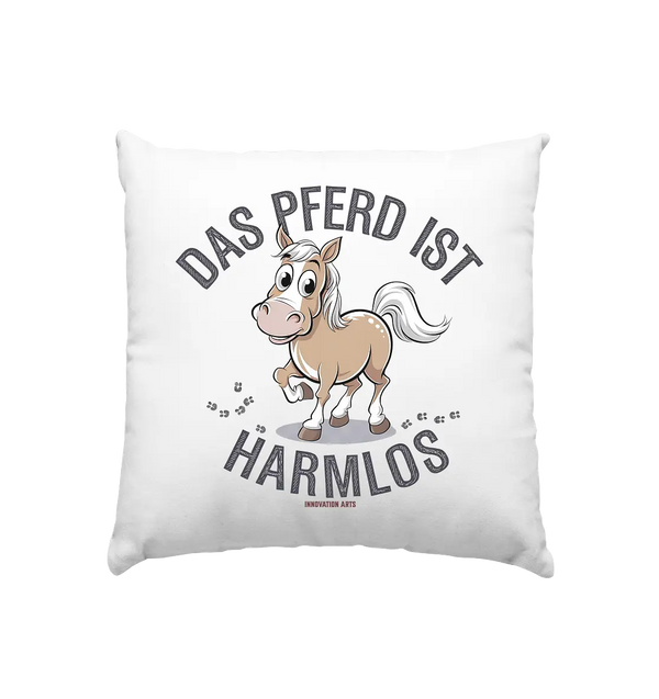 Das Pferd ist harmlos – Humorvolles Cartoon-Design - Kissen 40x40cm Bright Lights Arts
