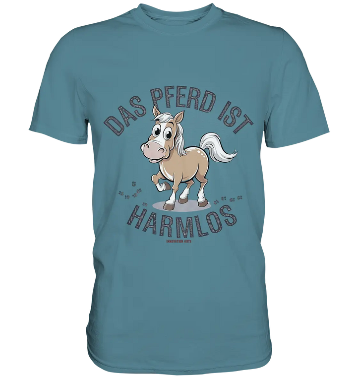 Das Pferd ist harmlos – Humorvolles Cartoon-Design - Premium Shirt Bright Lights Arts