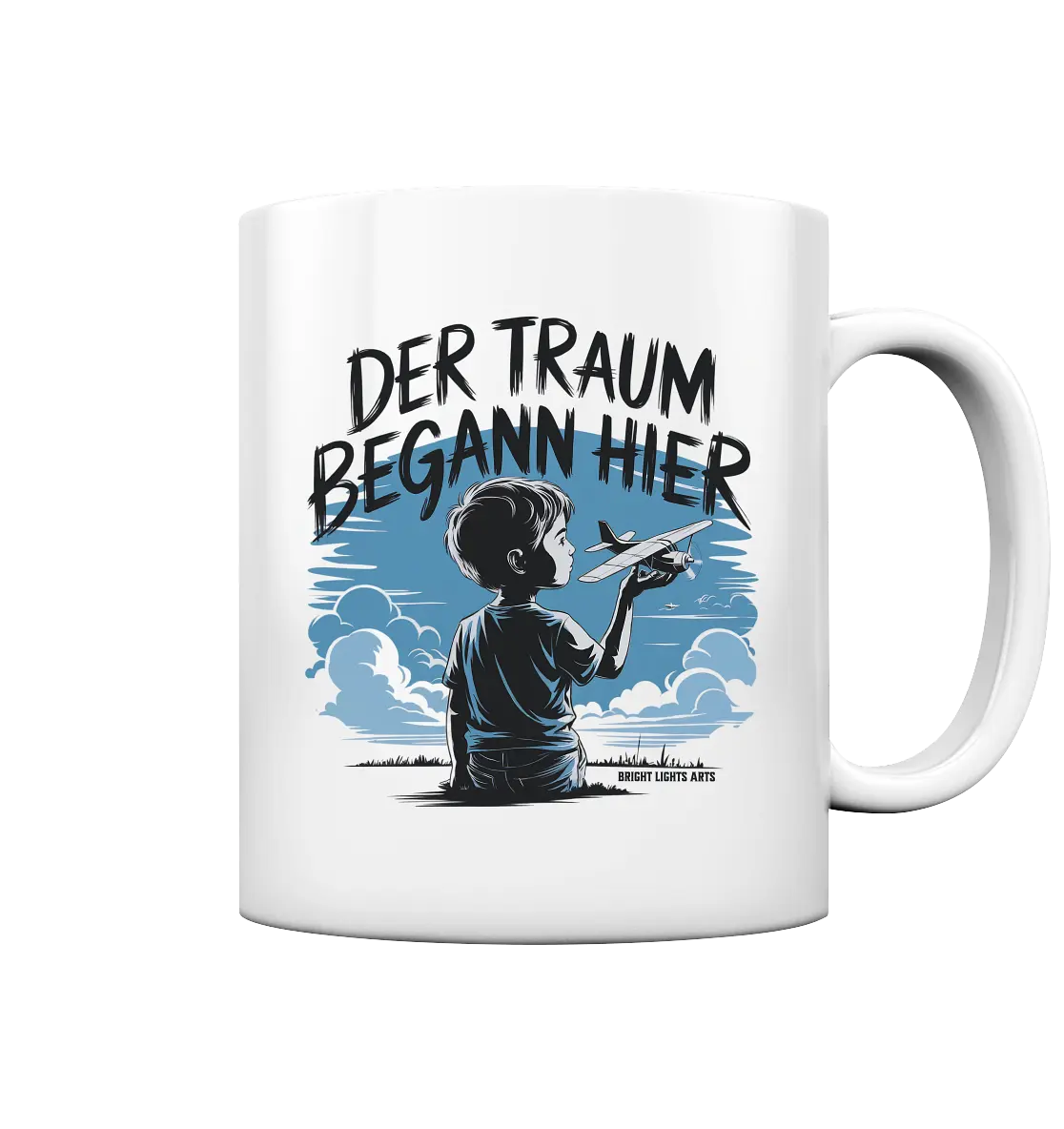 Der Traum begann hier – Inspiration & Kindheitserinnerungen - Tasse glossy Bright Lights Arts