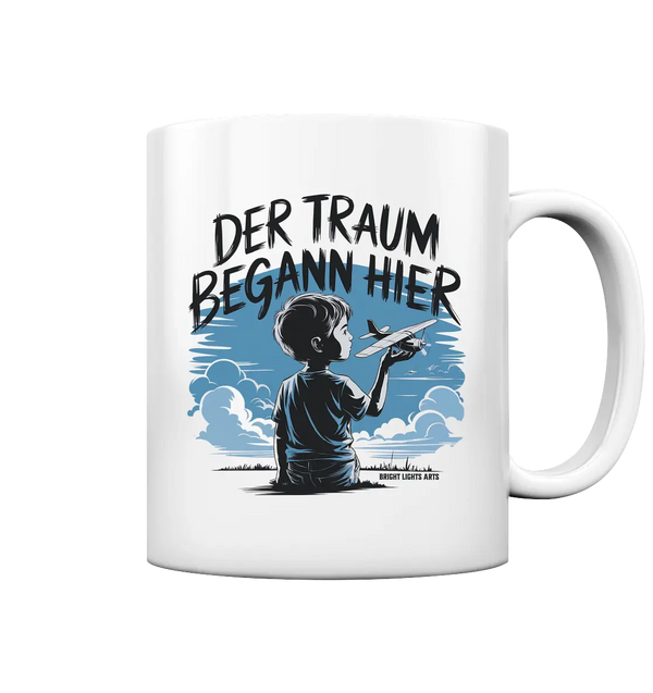 Der Traum begann hier – Inspiration & Kindheitserinnerungen - Tasse glossy Bright Lights Arts