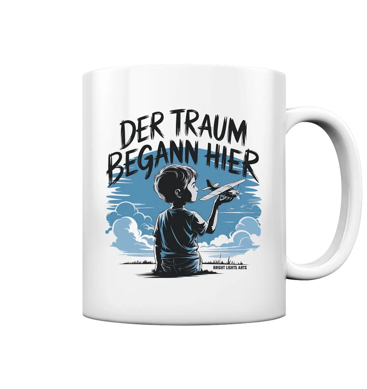 Der Traum begann hier – Inspiration & Kindheitserinnerungen - Tasse glossy Bright Lights Arts