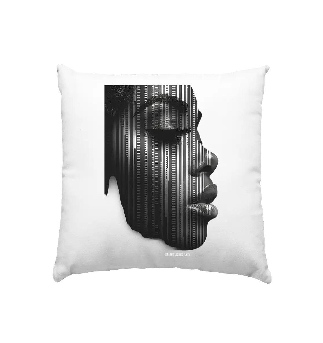 Digitale Identität – Moderne Kunst zwischen Mensch & Code - Kissen 40x40cm Bright Lights Arts