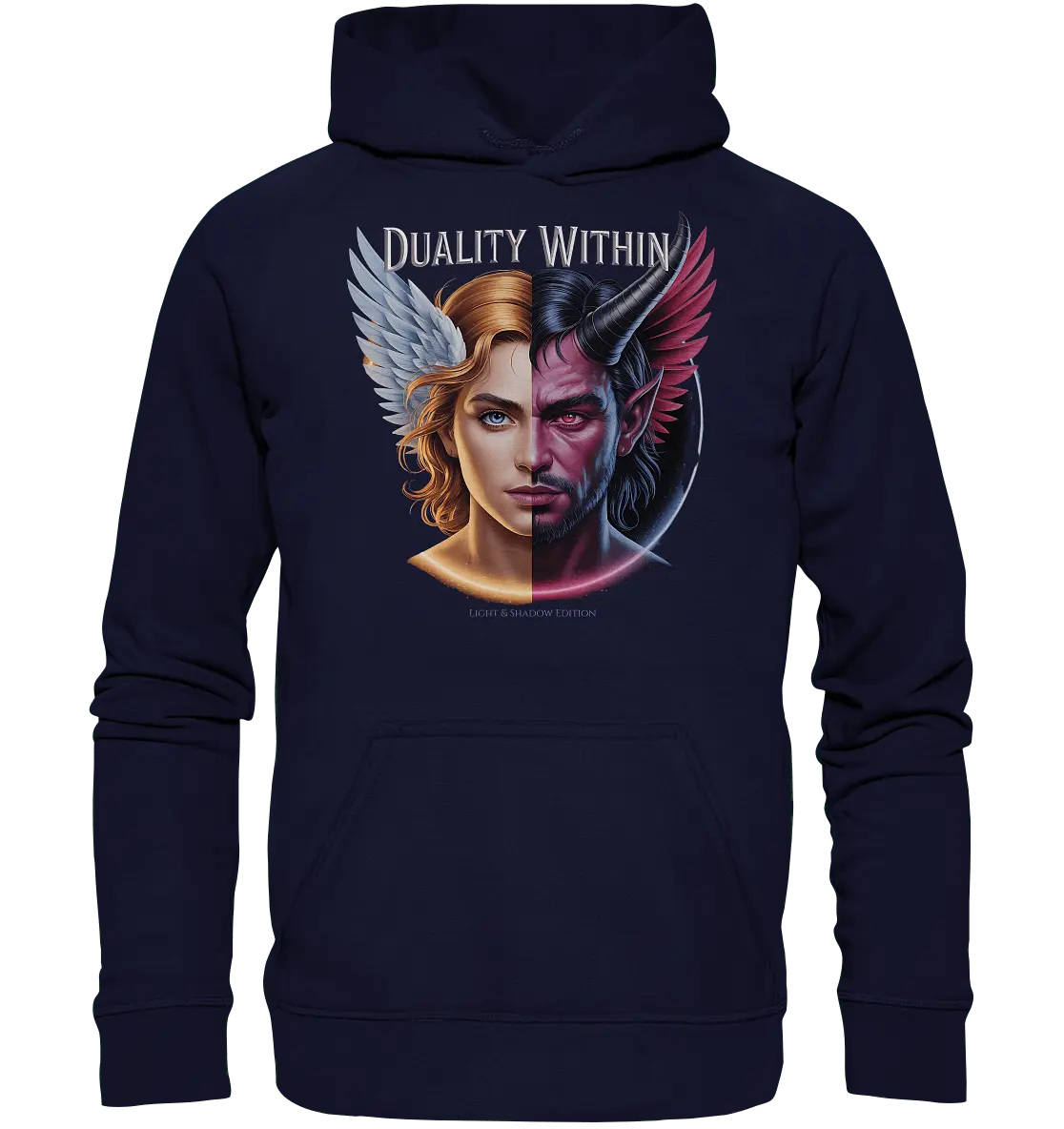 Dualität in uns – Engel & Dämon im Gleichgewicht ???????? - Basic Unisex Hoodie - Bright Lights Arts